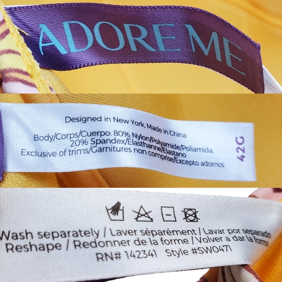 Adore Me Yellow Floral Print Shelby Halter Neck Bikini Swimsuit Top Size 42G - Picture 5 of 5